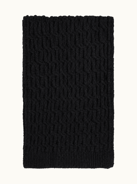 Ciepły szal damski czarny z wełną 30x180 cm