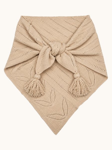 Beige cashmere shawl with subtle pattern 110x120 cm PREMIUM