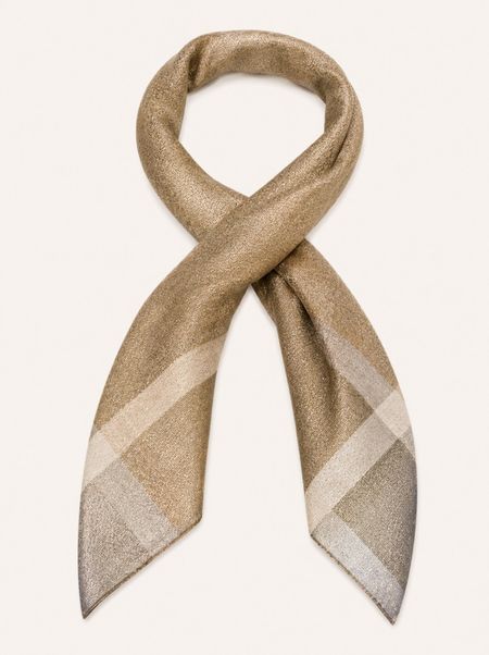 Beige evening shawl with shiny thread 90x90 cm