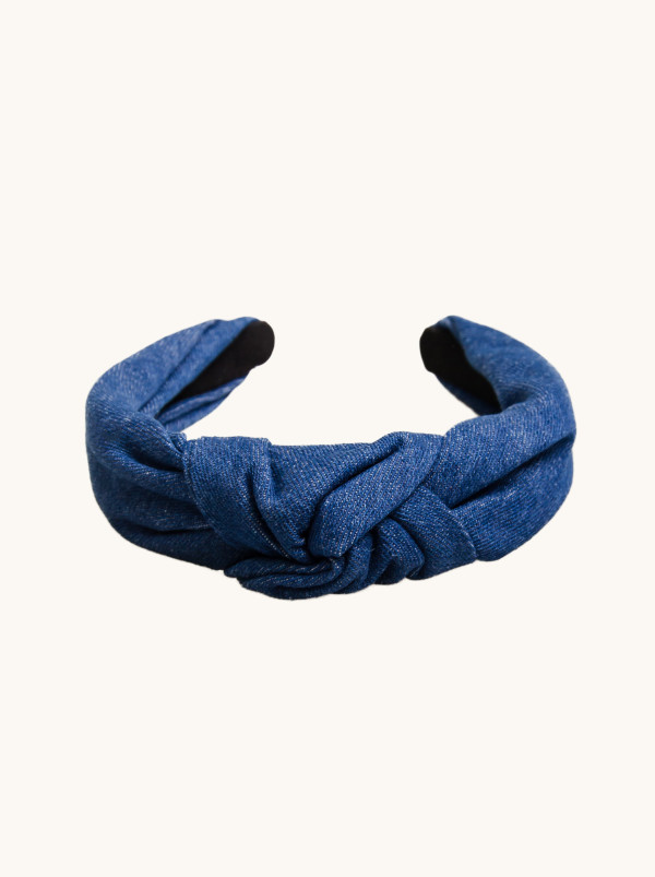 Opaska do włosów jeansowa z połyskiem