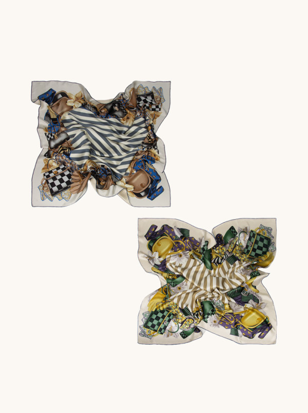 Ekskluzywna chusta dwustronna z motywem galanterii 110 cm x 110 cm PREMIUM