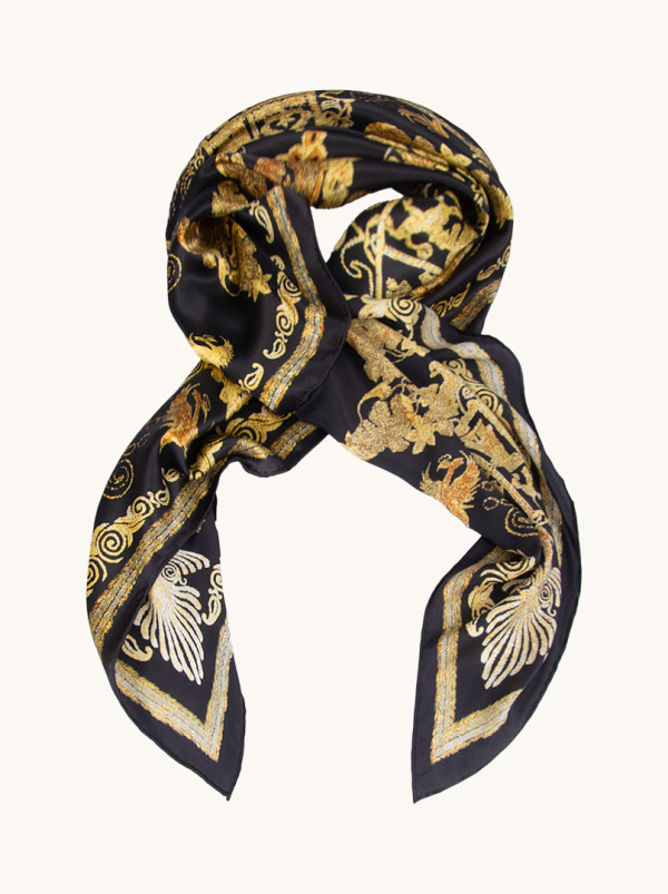 Chusta jedwabna z barokowym wzorem 110cm x110 cm