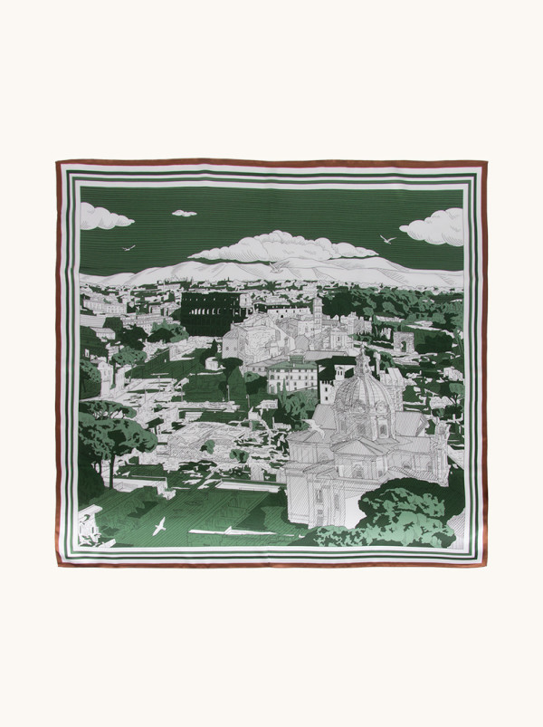 Jedwabna apaszka panorama miasta 85cm x 85cm