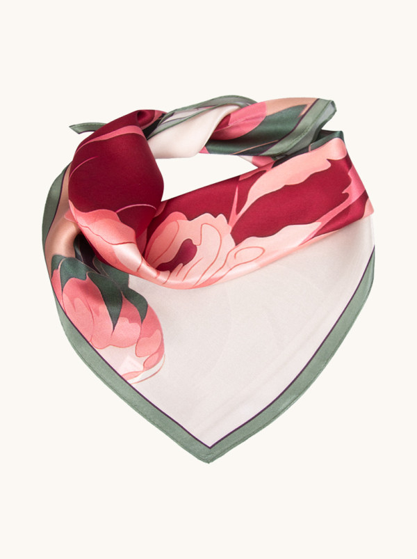 Apaszka jedwabna kremowa Rozkwit barw 53x53 cm