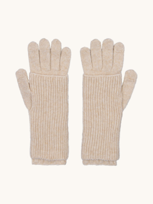 Rękawiczki wełniane w kolorze beżowym z ocieplaczem