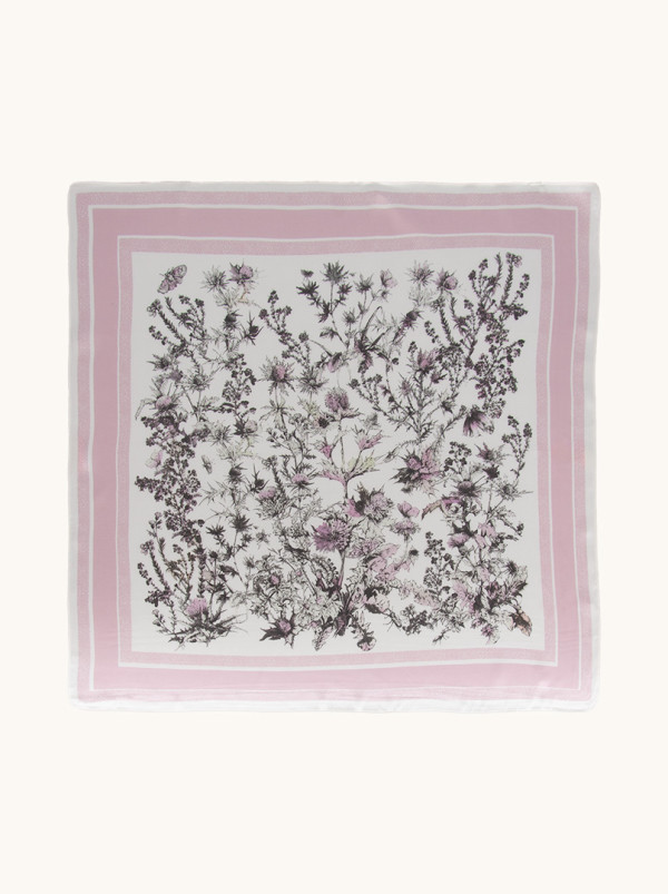 Apaszka z jedwabiu w pudrowych tonach 65cm x 65cm