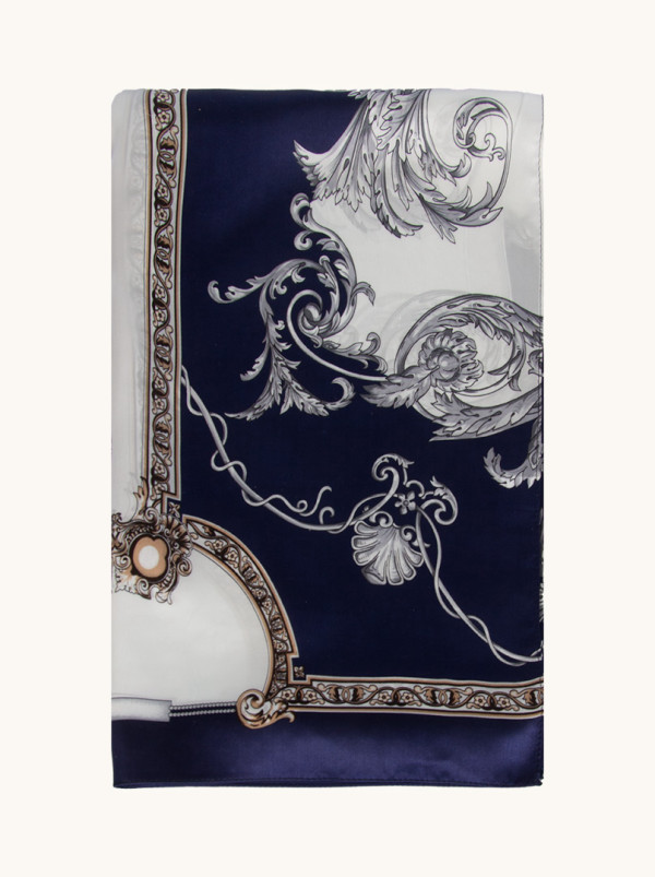 Szal jedwabny z klasycznym ornamentem barokowym 50 cm x 160 cm