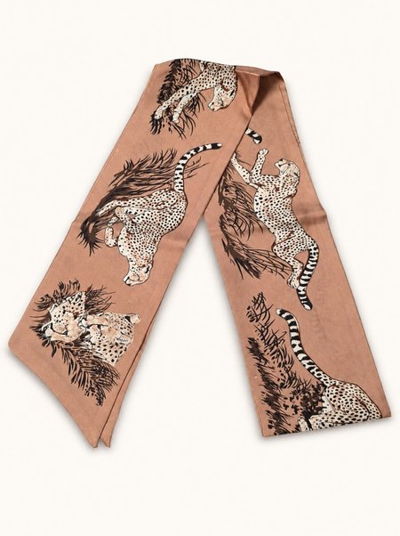 Silk scarf with leopard print, 12x120 cm