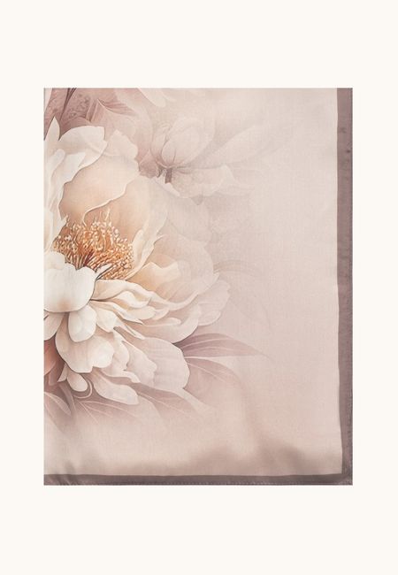 Szal jedwabny różowy w kwiaty 55x175 cm