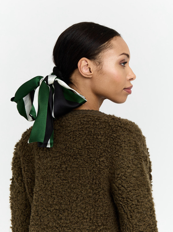 Double-sided silk scarf with geometric pattern, 15x150 cm