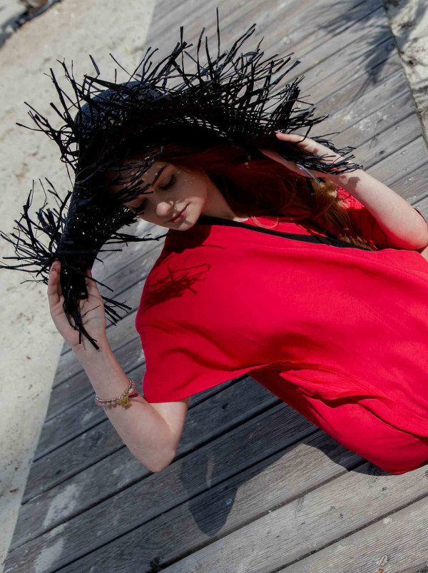 Lightweight red summer tunic