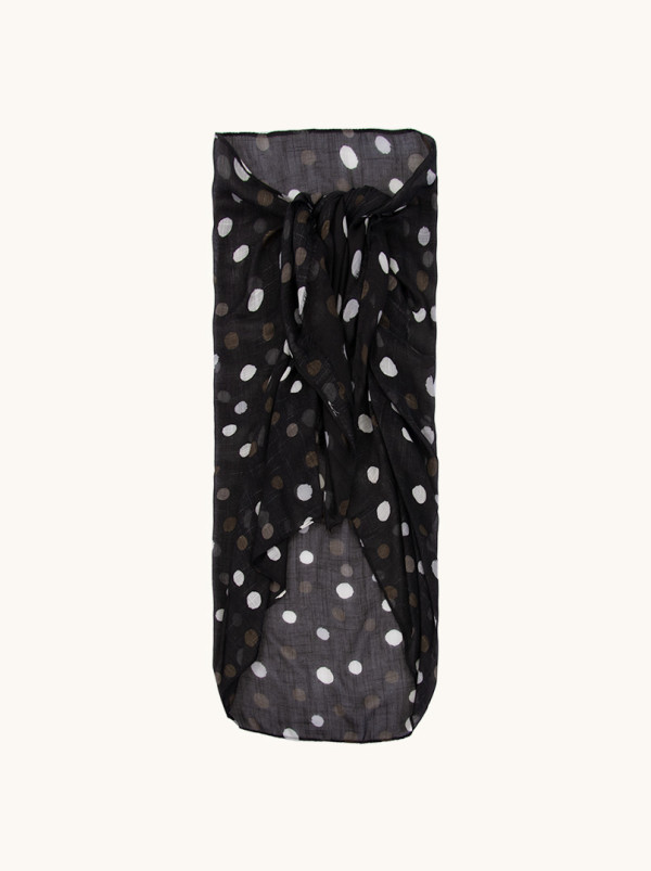 Pareo czarne w białe grochy cm x 160 cm