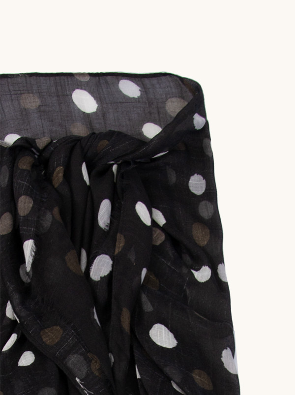 Pareo czarne w białe grochy cm x 160 cm