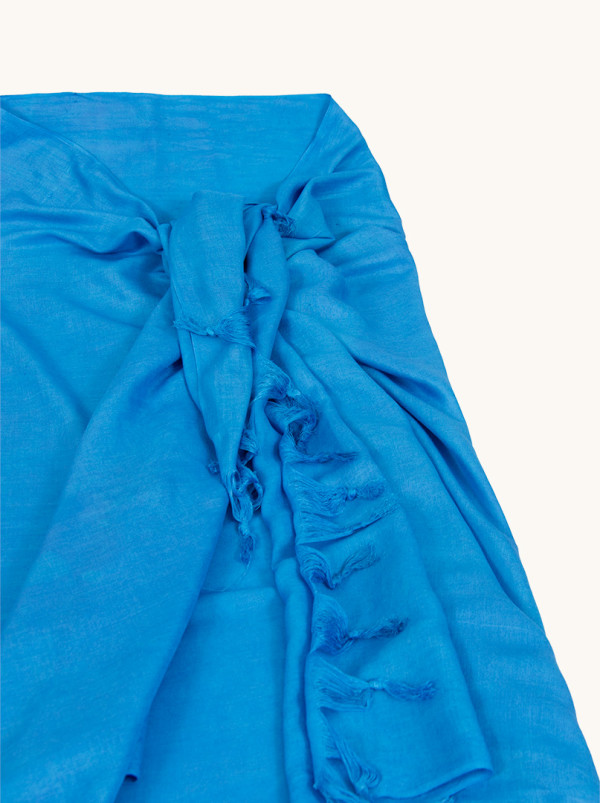 Pareo lazurowe z frędzlami 100 cm x 180 cm