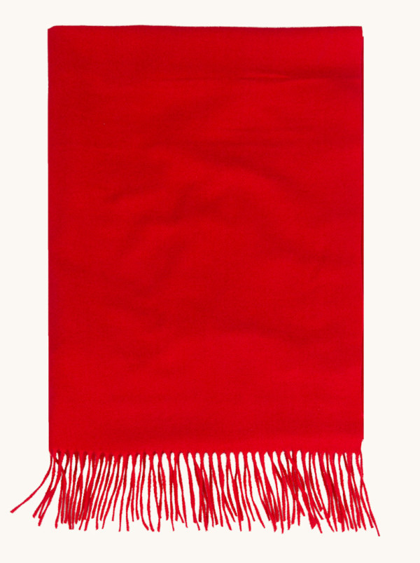 Szal ciepły czerwony z frędzlami  65 cm x 180 cm