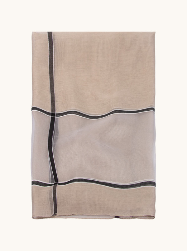 Beige striped formal scarf 180 cm