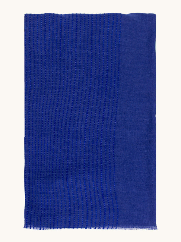 Szal z wełną kobaltowy 90x190 cm