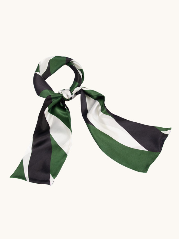 Dwustronny szal jedwabny z motywem geometrycznym 15cm x 150cm