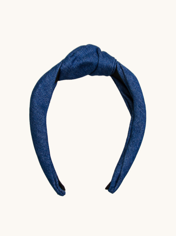 Opaska do włosów jeansowa z połyskiem