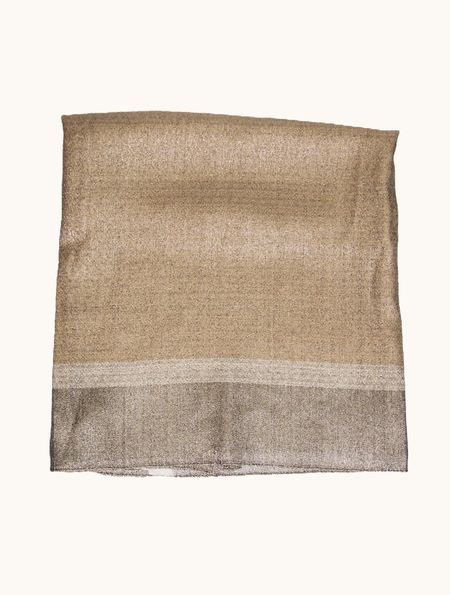 Chusta wieczorowa beżowa z błyszczącą nitką 90x90 cm