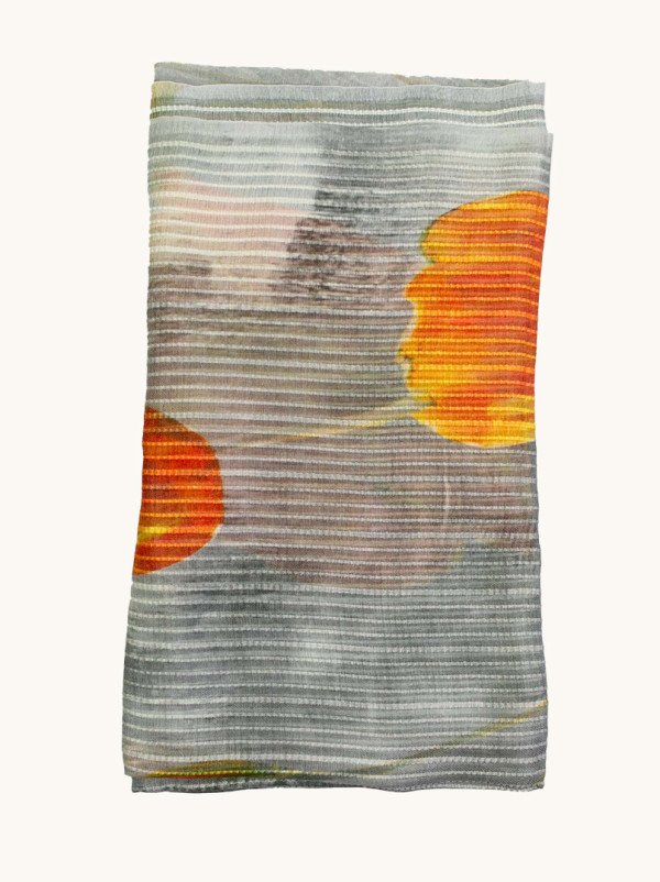 Szal z wełną szary w kwiatowy wzór 175x195 cm