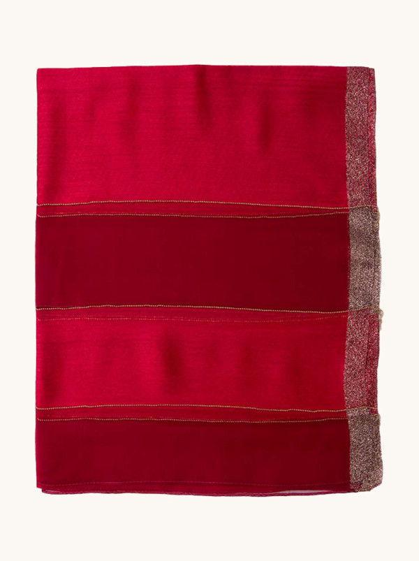 Red formal scarf with glittering threads 180 cm