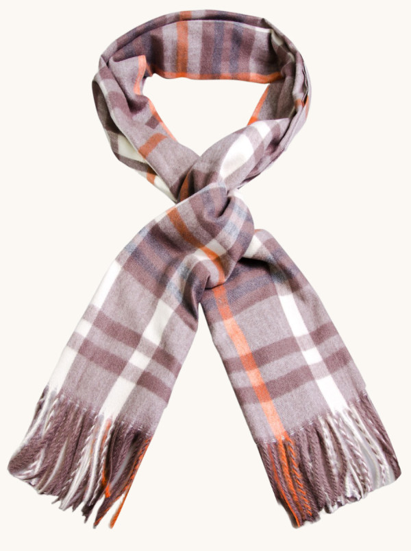 Szal ciepły w kratkę z wiskozą 70 cm x 200 cm