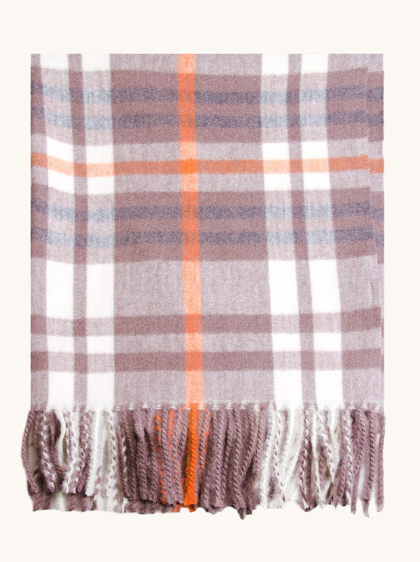 Szal ciepły w kratkę z wiskozą 70 cm x 200 cm