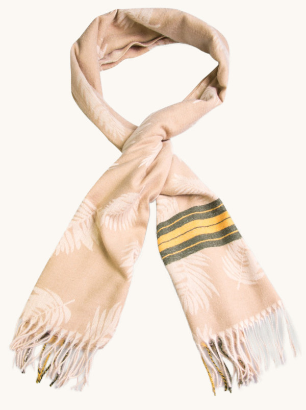 Szal ciepły beżowy z frędzlami 70 cm x 190 cm