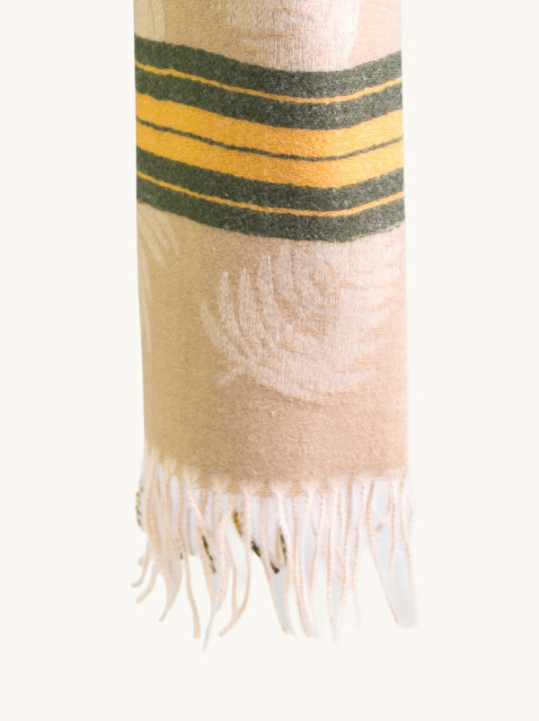Szal ciepły beżowy z frędzlami 70 cm x 190 cm