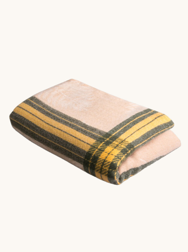 Warm beige scarf with tassels, 70 cm x 190 cm