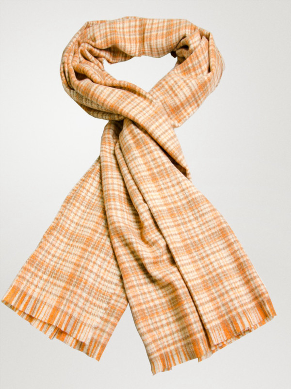 Szal ciepły pomarańczowy w kratę
