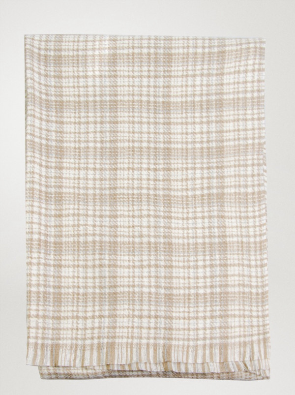 Szal beżowy w kratę