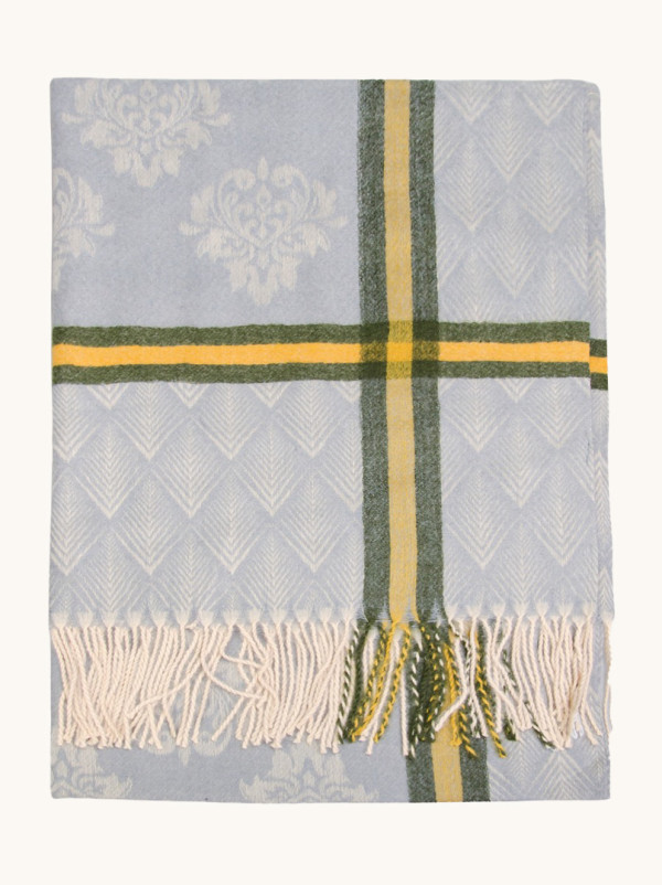 Szal ciepły niebieski we wzory 70 cm x 190 cm