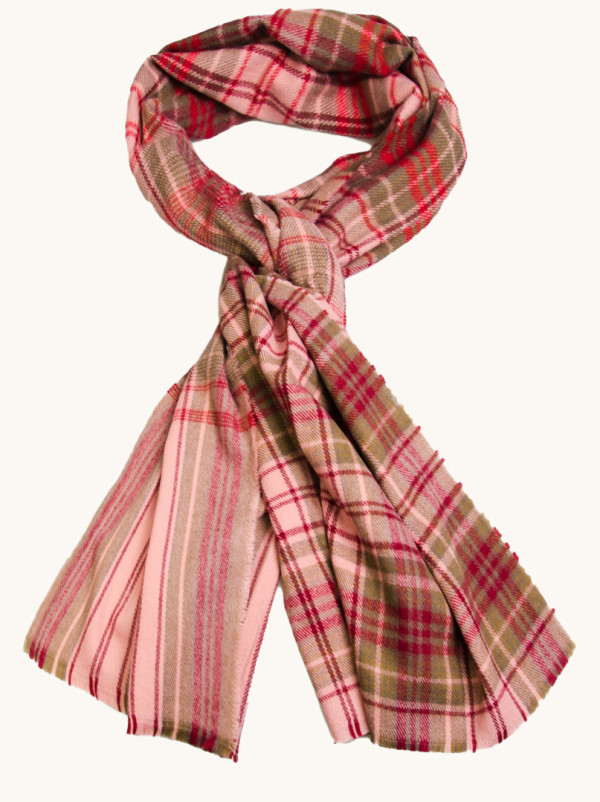 Szal ciepły w kratę czerwony 70 cm x 200 cm