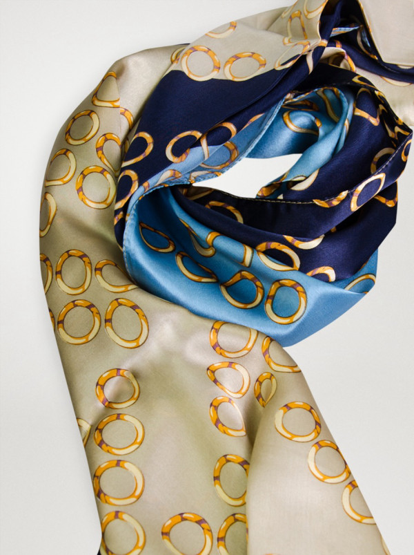 Szal jedwabny z motywem pierścieni 55x175 cm