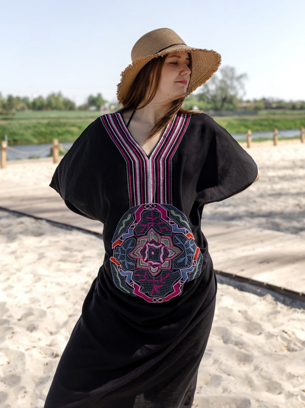 Tunika plażowa czarna długa