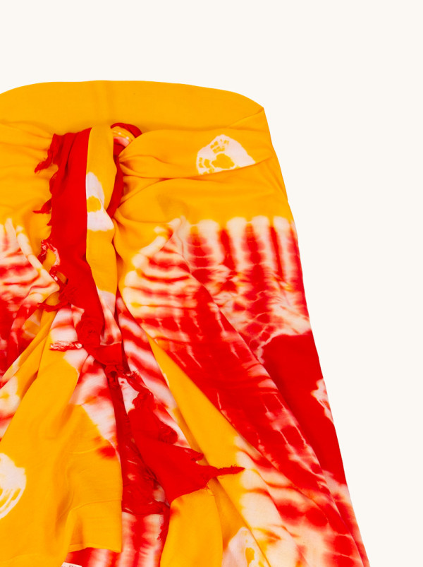 Pareo czerwone w pomarańczowe  wzory 100 cm x 180 cm