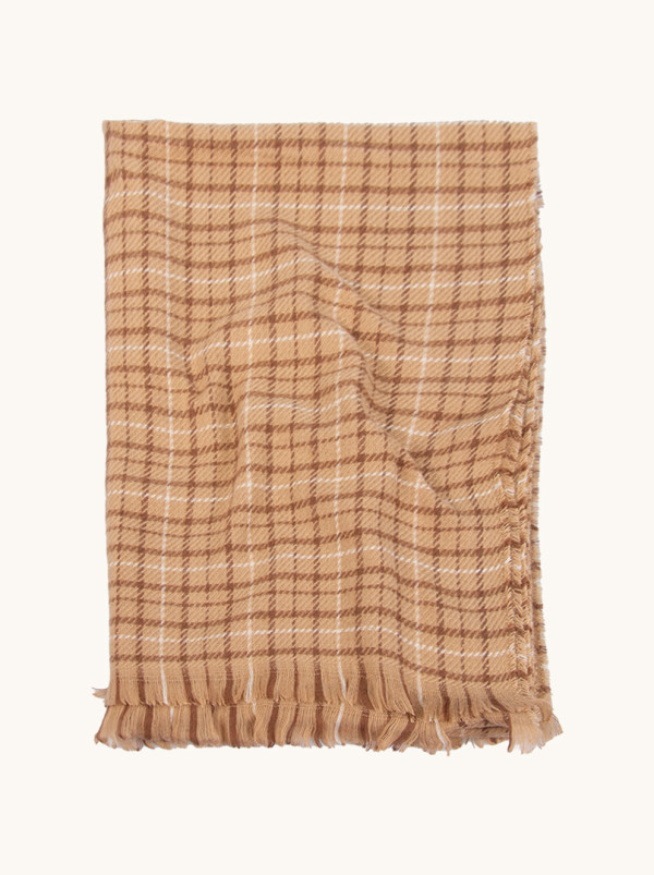 Warm plaid wool scarf, 70x195 cm