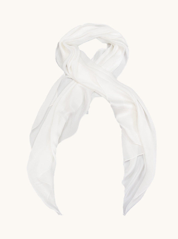 Szal jedwabny w kolorze białym 65x180 cm