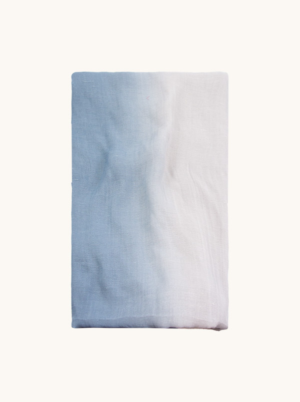 Szal lniany damski lekki naturalny granatowy cieniowany 190 cm