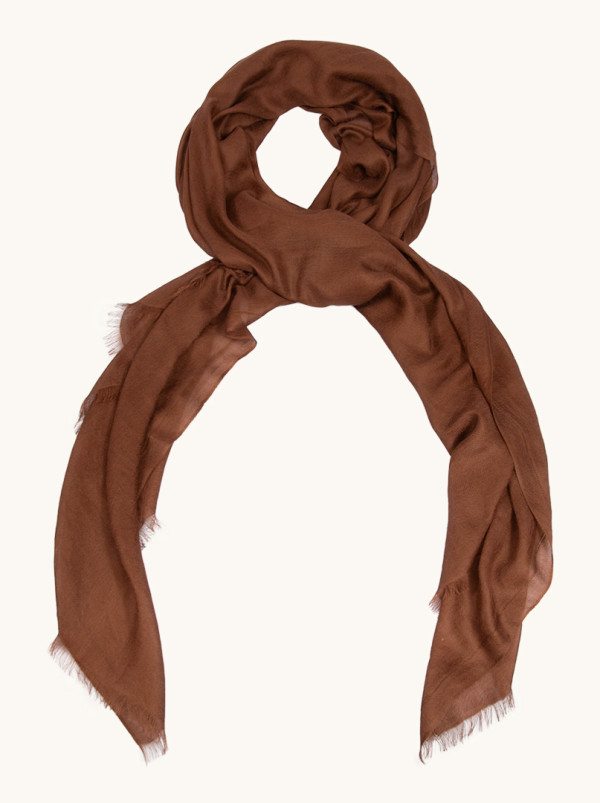 Ekskluzywny szal kaszmirowy w kolorze brązowym 95 cm x 200 cm PREMIUM