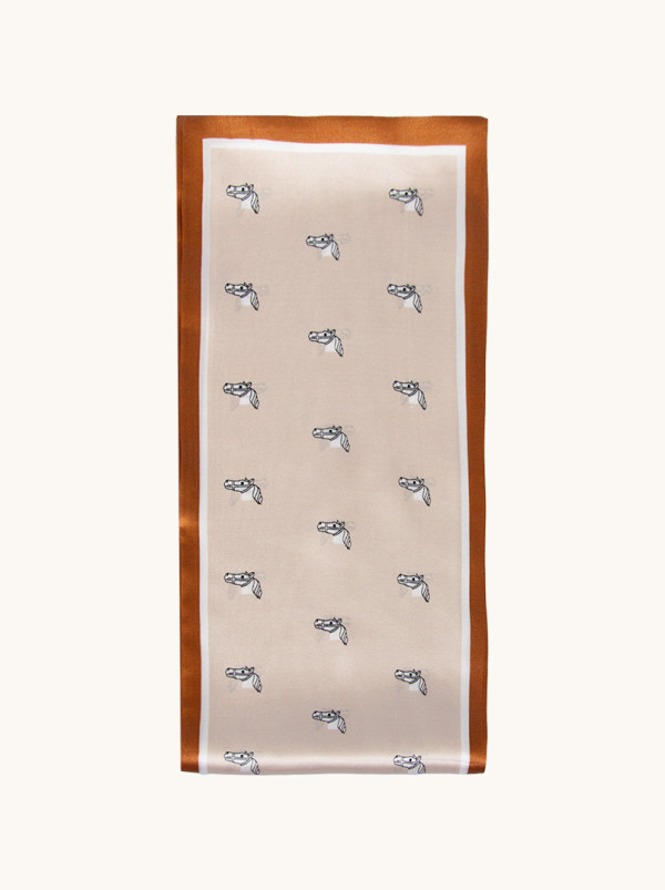 Beige silk scarf, 16 x 145 cm