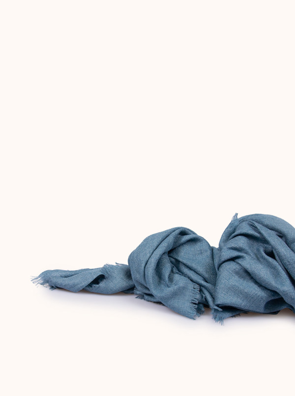 Light blue viscose scarf, 80 cm x 180 cm
