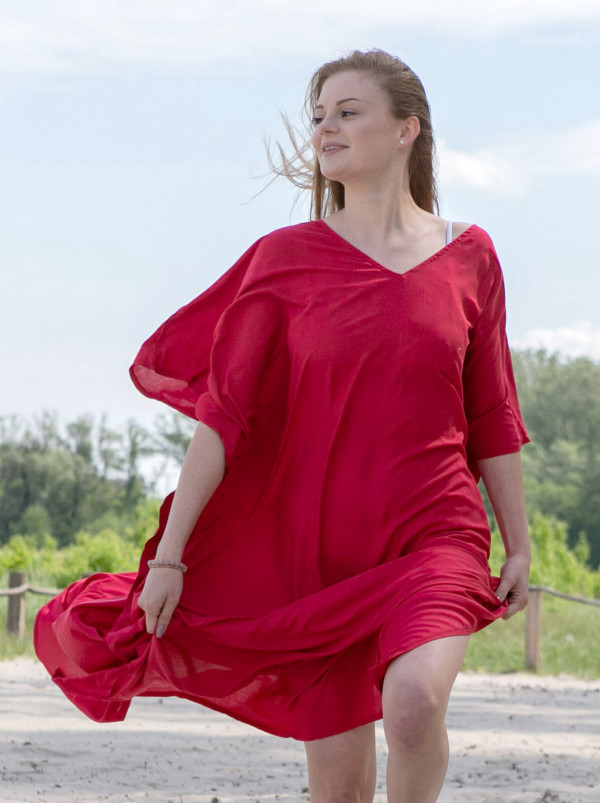 Lightweight red summer tunic