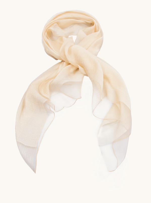 Szal wieczorowy z jedwabiem beżowy z błyszczącymi nitkami