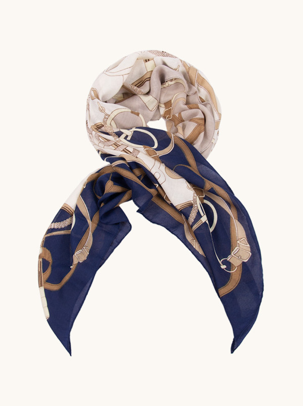 Chusta 100% wiskoza granatowa ze  wzorem 105x105cm