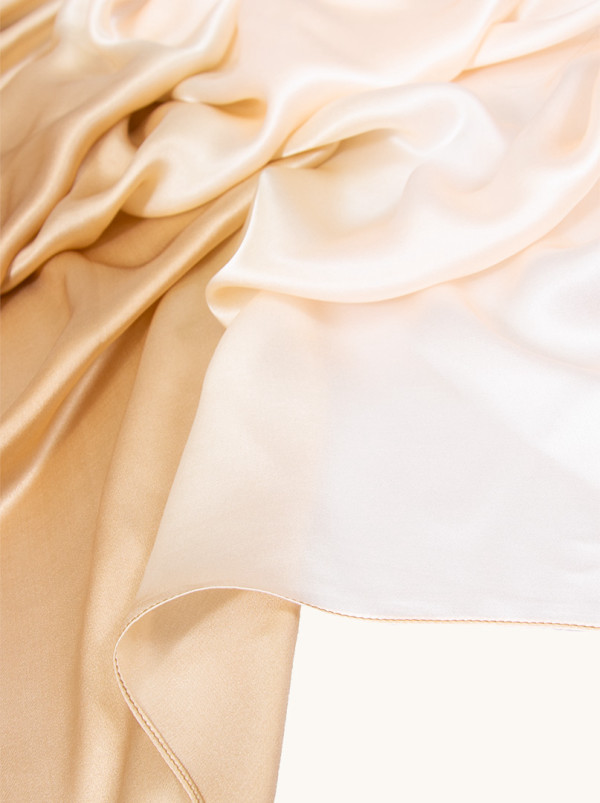 Szal jedwabny cieniowany różowo-beżowy 55 cm x 175 cm