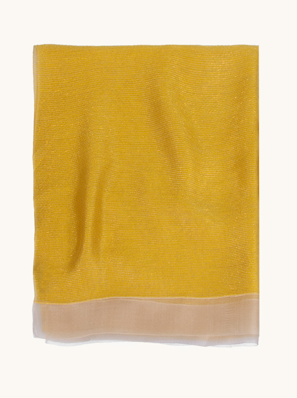 Yellow formal scarf with shiny threads 180 cm