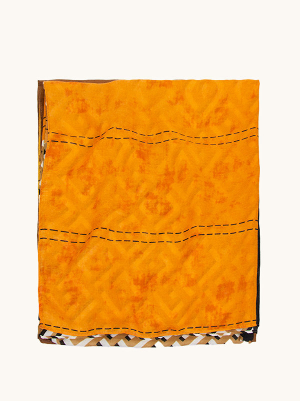 Szal 100% wiskoza brązowy w geometryczne wzory 85x185 cm